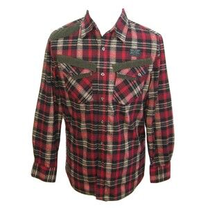 BUFFALO PLAID Men's (Size Medium) Red Long Sleeve Flannel Button Front Shirt Top